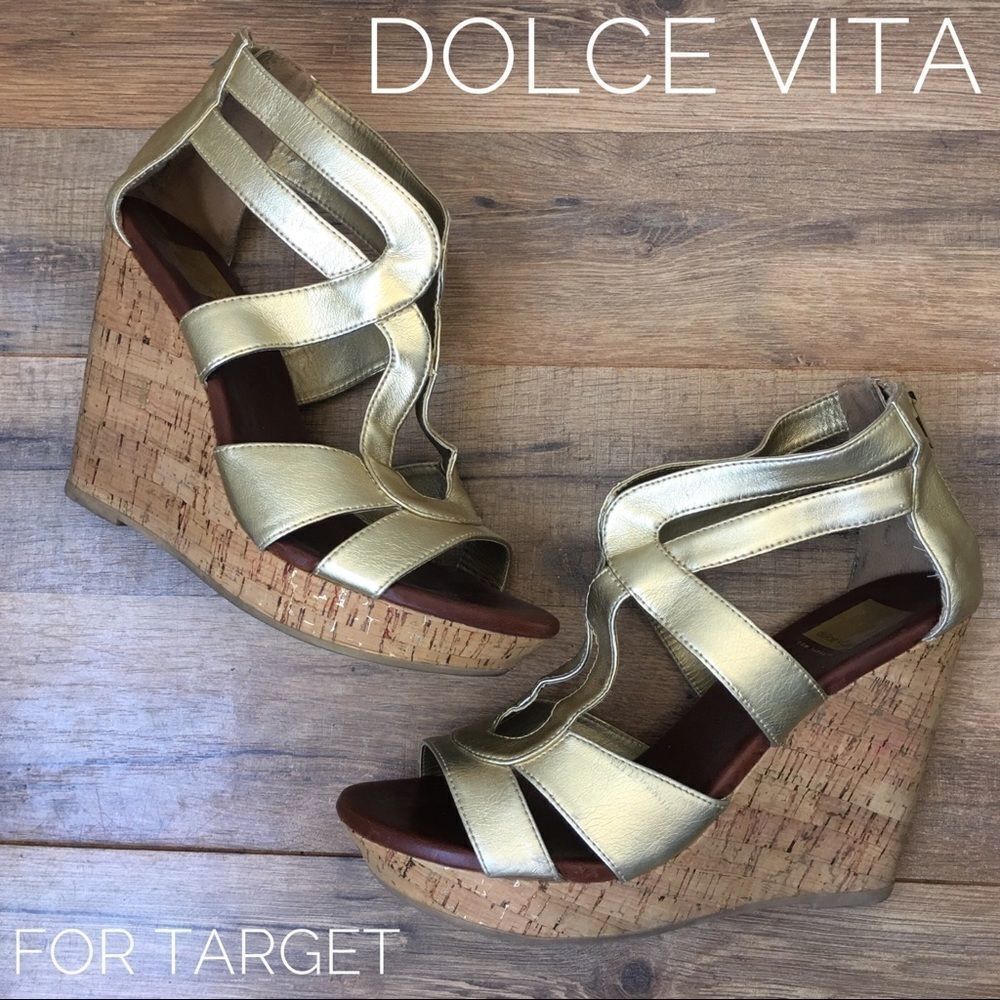 Dolce Vita Gold/Cork Wedges 7 1/2